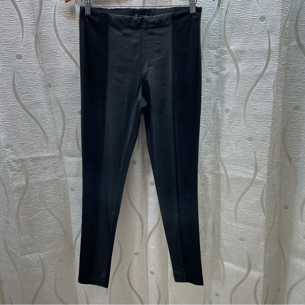 Lily Morgan Leggings Womens‎ Small Black Excellent Faux Leather Suede Paneling
